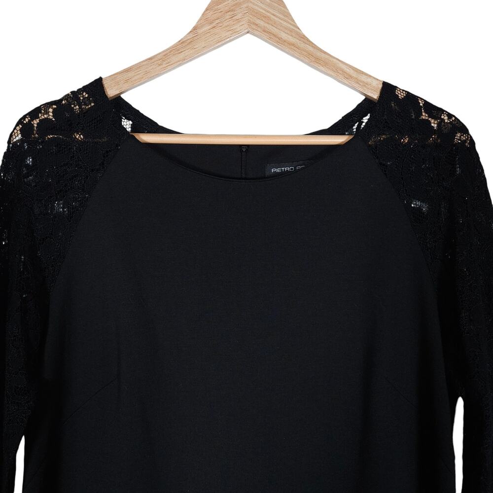 Pietro Brunelli Milano Womens Dress Small Black Floral Lace Long Sleeve A Line - Picture 5 of 15